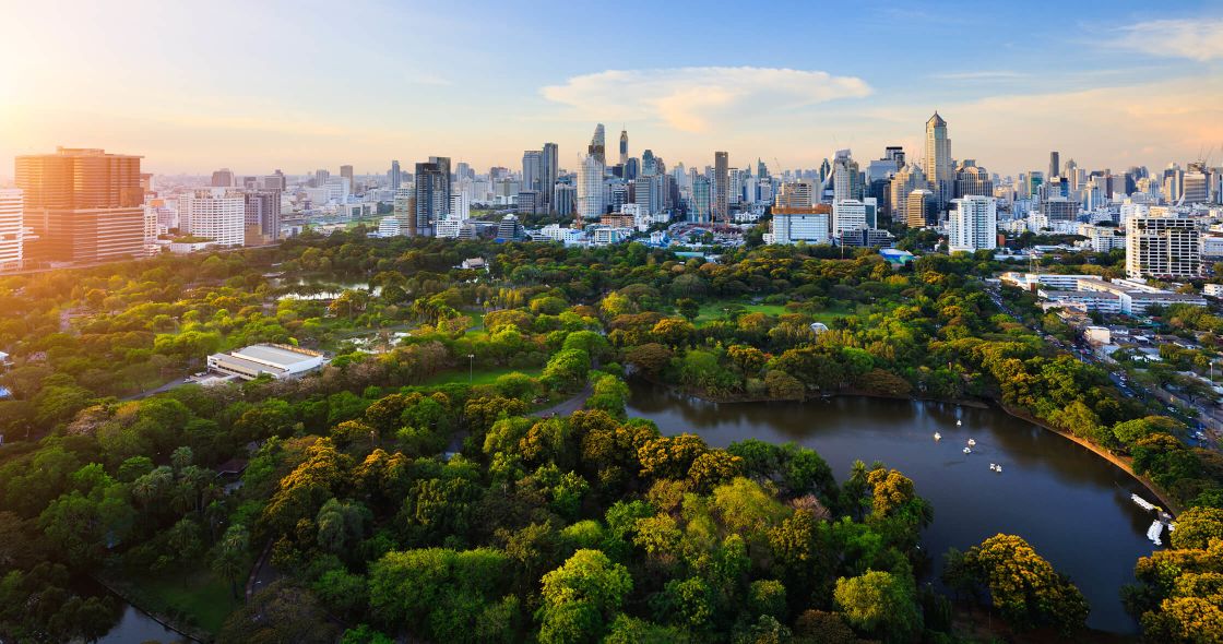 A City With A River And Trees