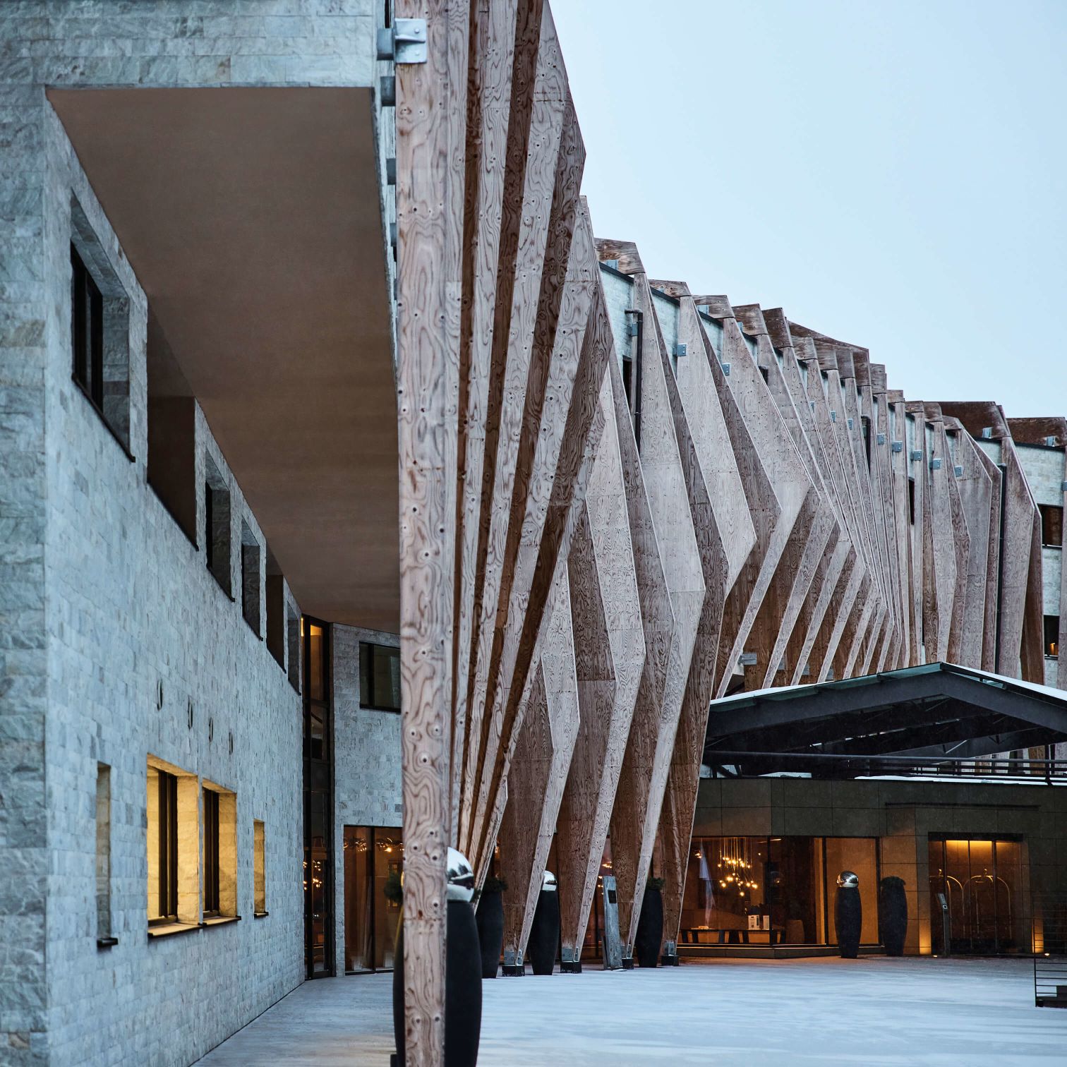 A Building With A Large Column