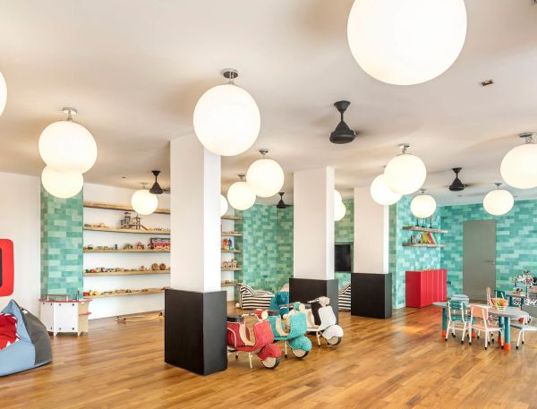 A Room With A Large Group Of White Lights