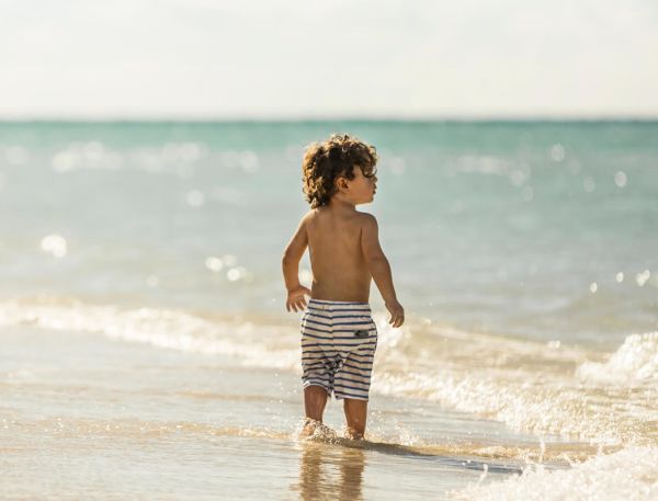 A Boy Standing In The Water