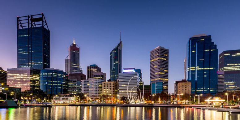 A City Skyline At Night